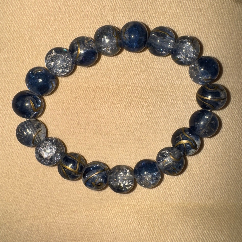 Blue and Gold Beaded Bracelet